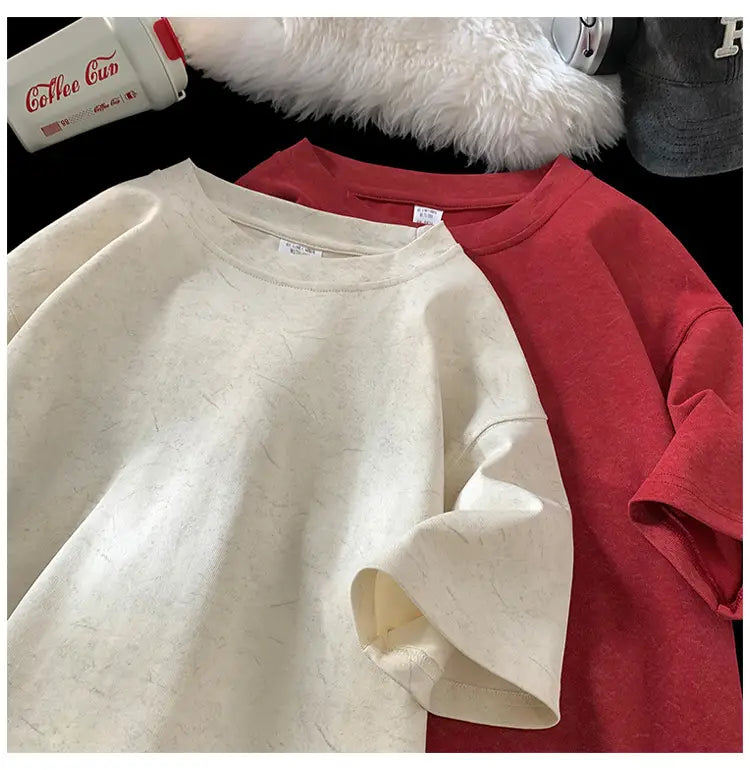 Stone Washed Ice-feeling Tencel Cotton Ice Silk Short Sleeve T-shirt