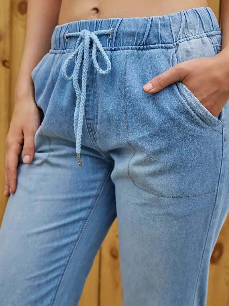 Elastic Waistband Jeans For Women