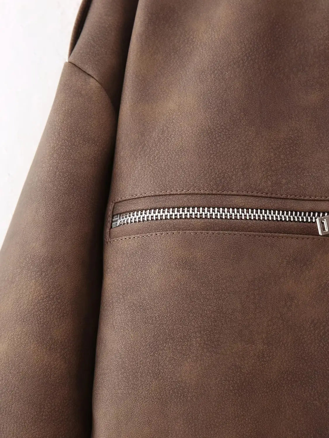European And American Street Fashion Casual Artificial Leather Jacket Coat