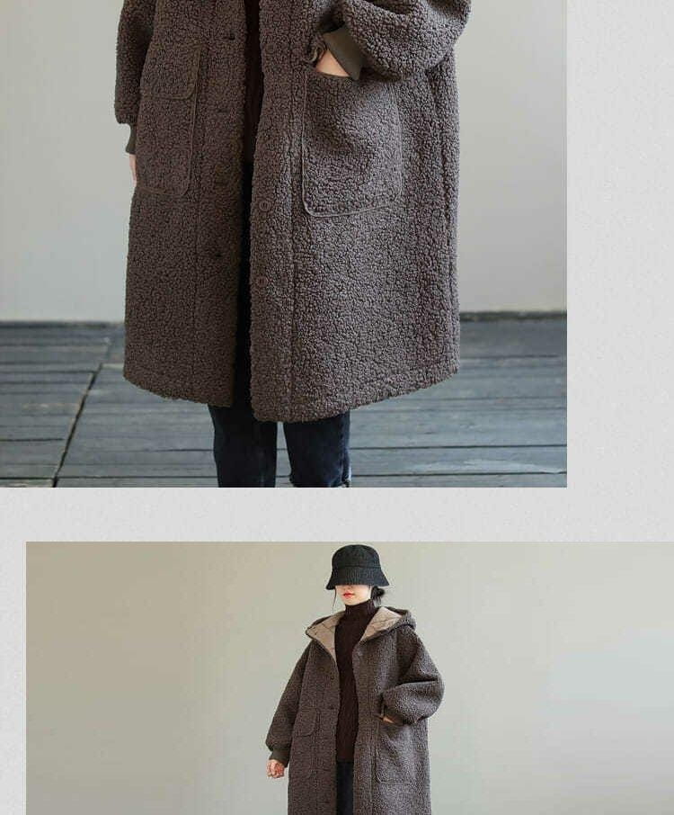 European And American Plus Size Loose Lamb Wool Younger Hoodie Padded Coat Women