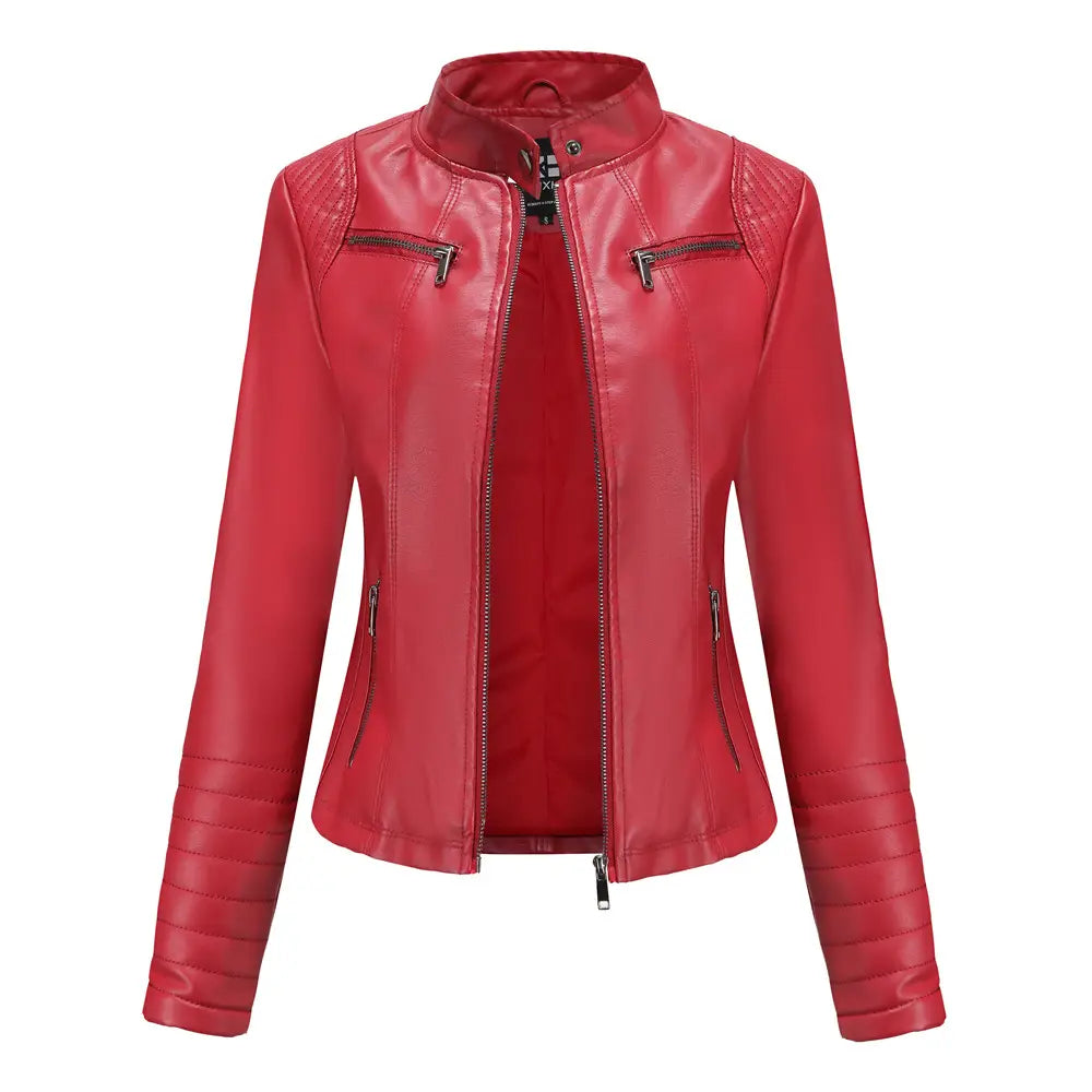 Women’s Leather Thin Motorcycle Clothing Short Chic Women’s Jacket