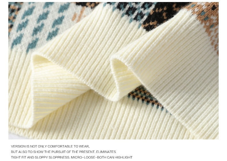Men’s Simple Casual Plaid Printed Thick Warm Sweater