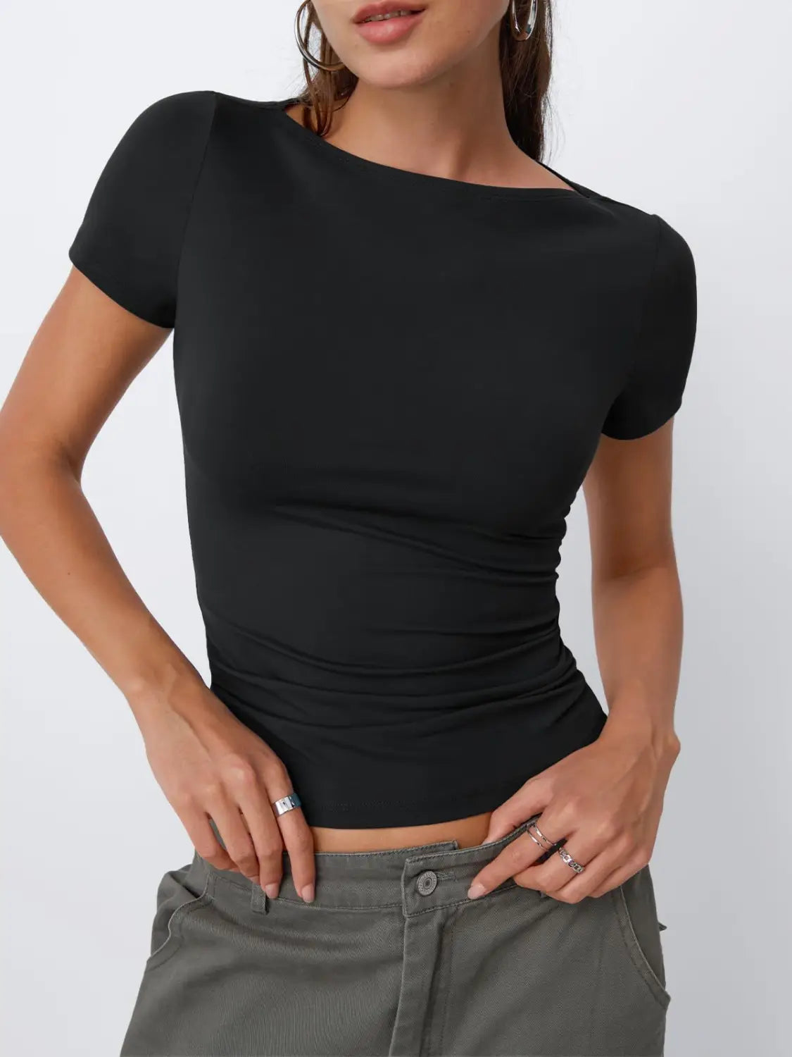 Round Neck Short Sleeve Slim Fit Hot Girl Going Out Tops