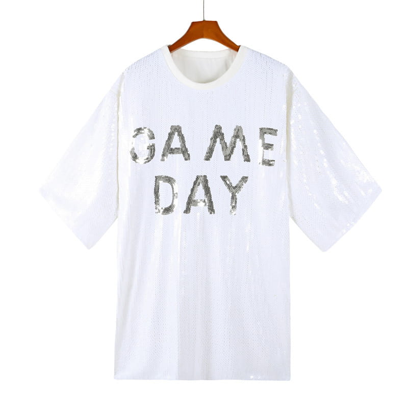 Sequined Short-sleeved Top Loose Plus Size T-shirt For Women