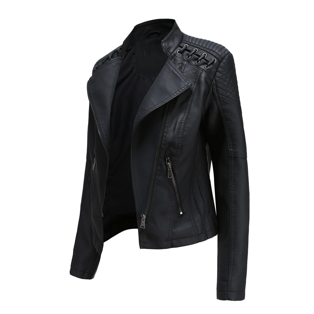 Slim Fit Thin Leather Coat Women’s Motorcycle Clothing