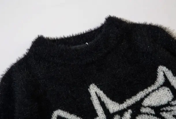 Harajuku Daily Commuting Fashion Personality Geometry Round Neck Jacquard Fashion Brand Knitted Pullover Loose Sweater