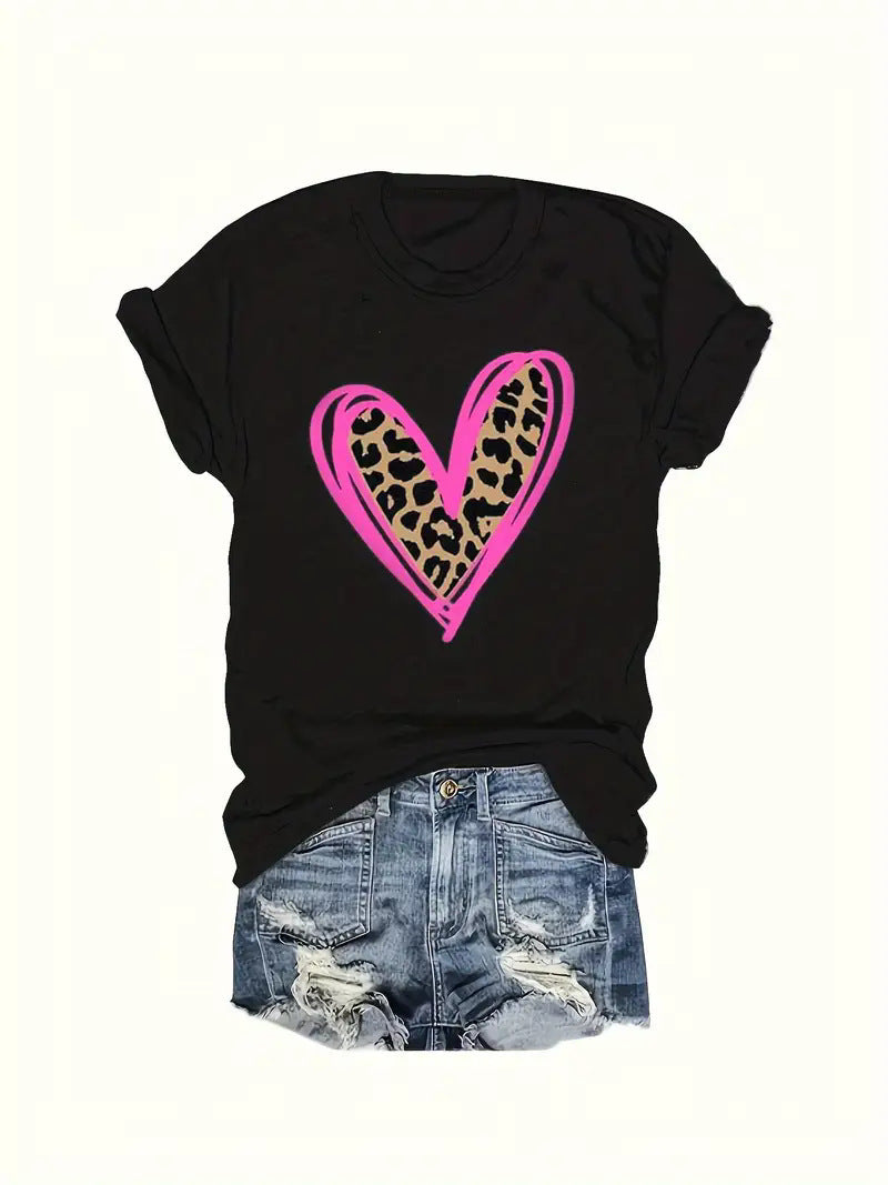 European And American Valentine’s Day Love Round Neck Women’s Top - HS212 / S