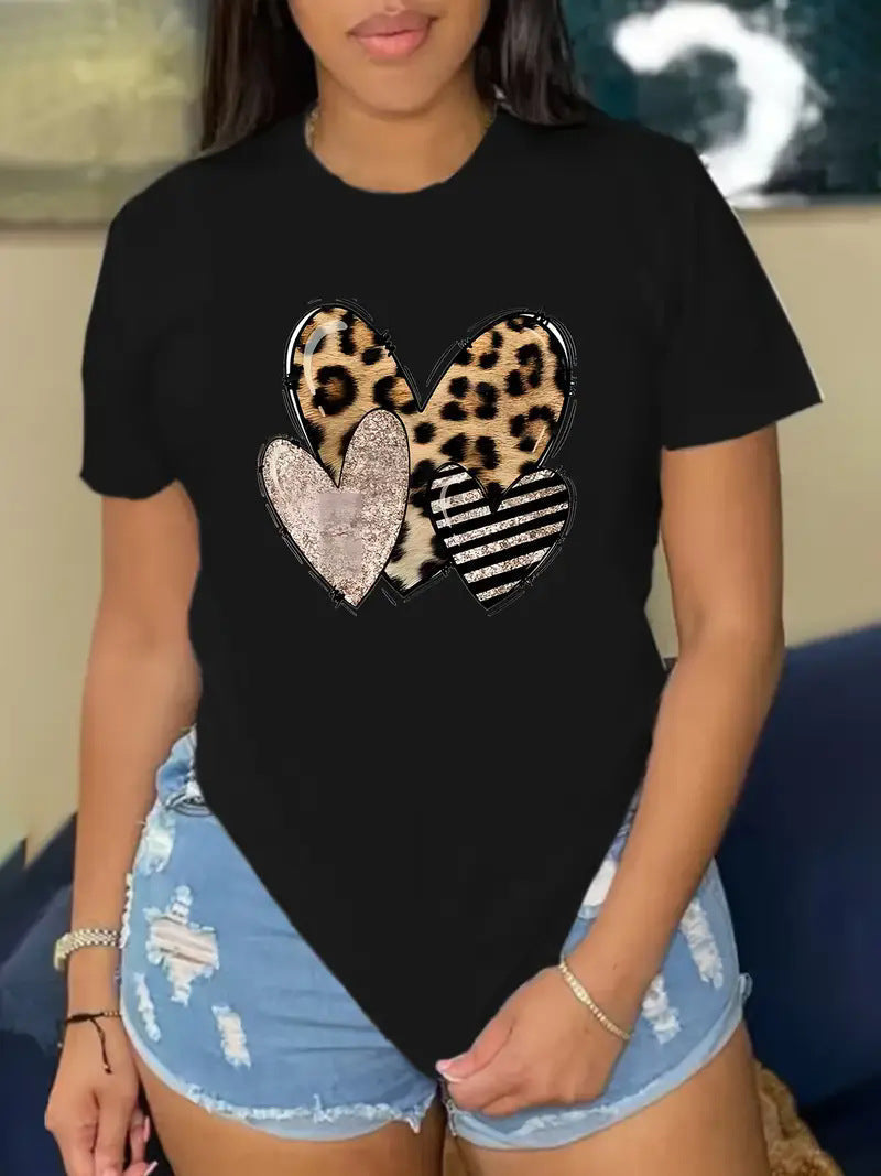 European And American Valentine’s Day Love Round Neck Women’s Top - HS214 / S