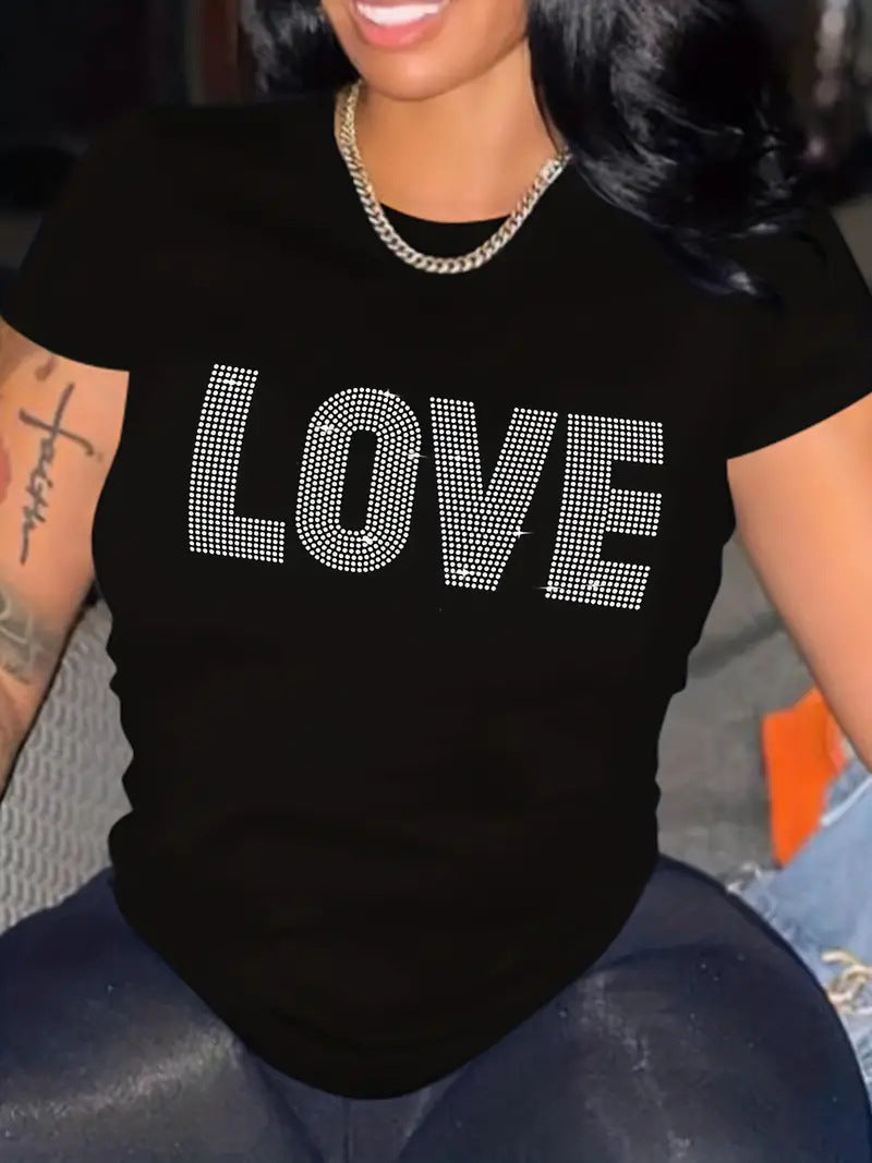 European And American Valentine’s Day Love Round Neck Women’s Top - HS22 / S