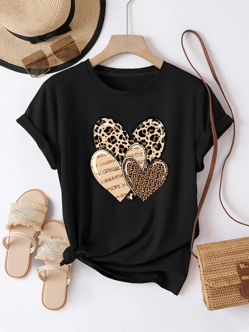 European And American Valentine’s Day Love Round Neck Women’s Top - HS25 / S
