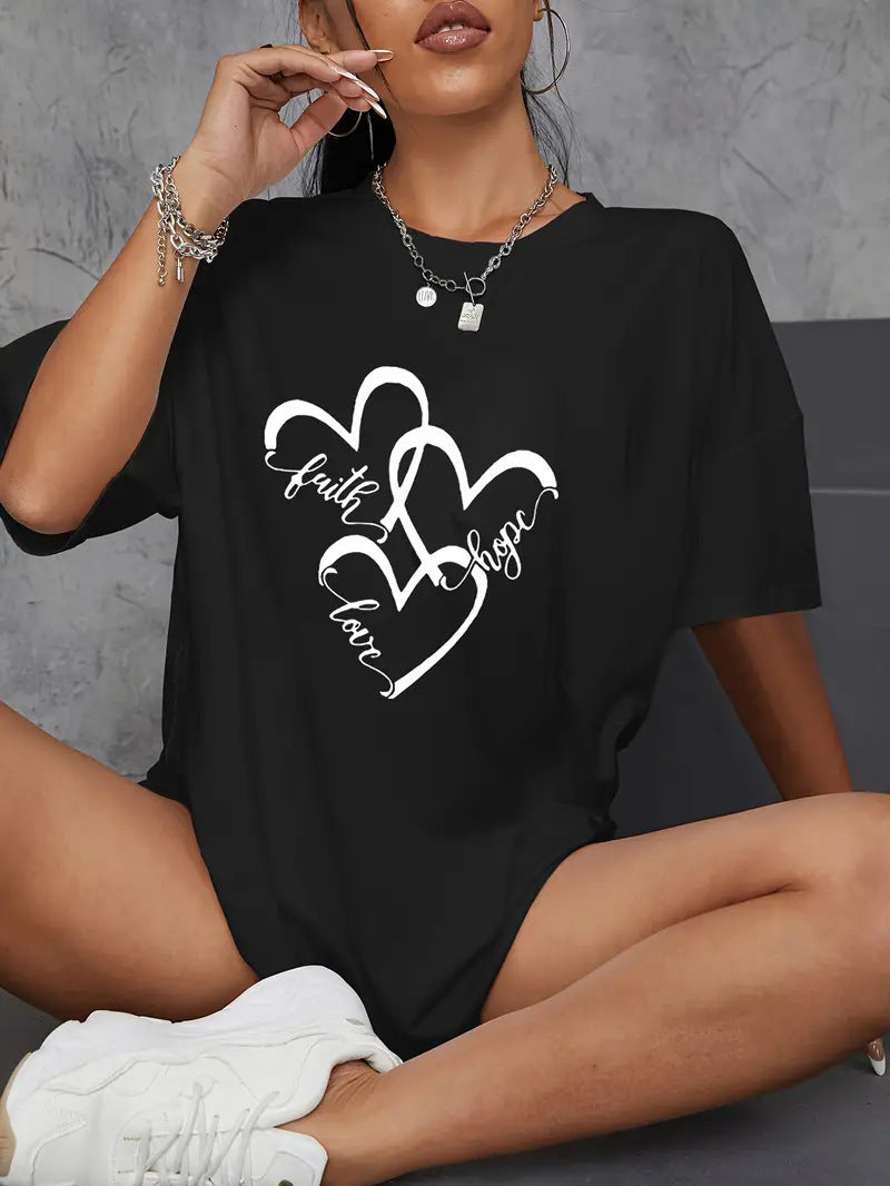 European And American Valentine’s Day Love Round Neck Women’s Top - HS27 / S