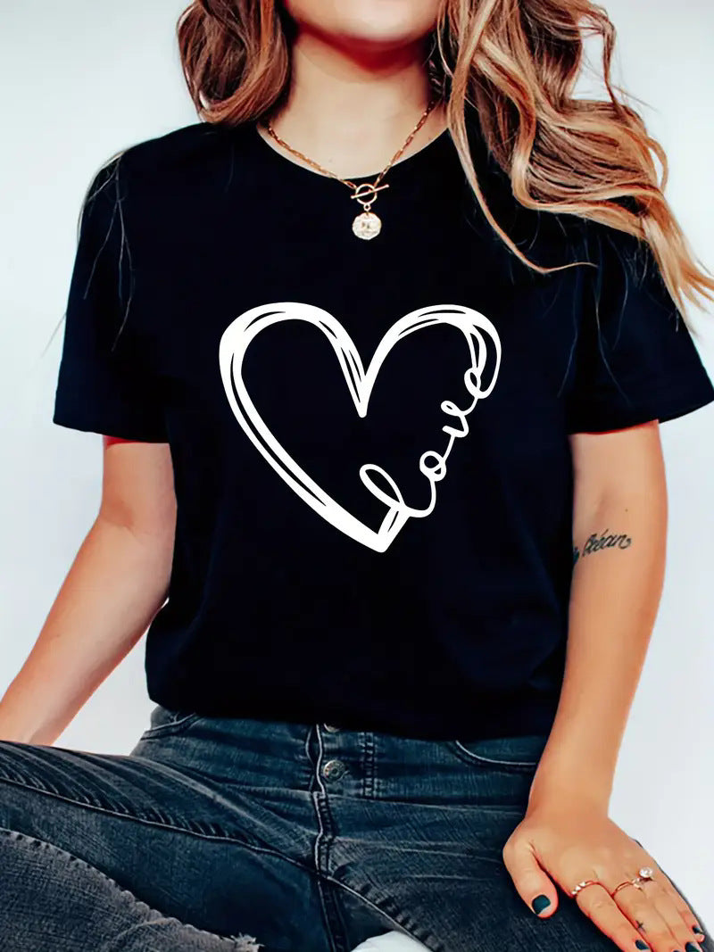 European And American Valentine’s Day Love Round Neck Women’s Top - HS29 / S
