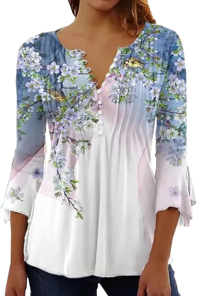 Women’s Single-breasted Fashion V-neck Half-sleeve Top - ZXHD391 / S