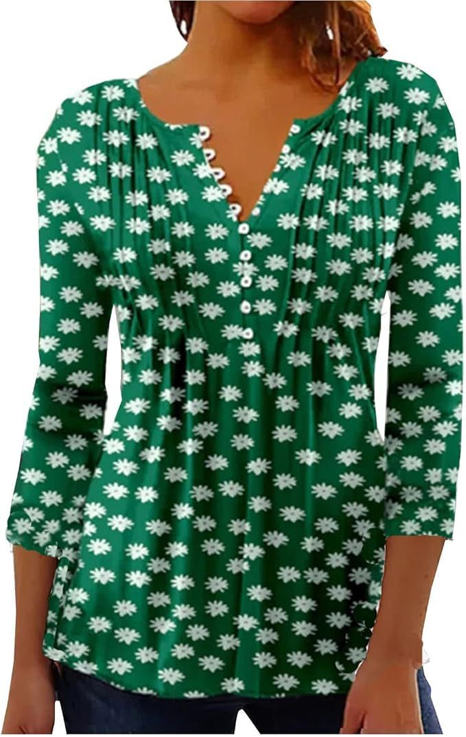 Women’s Single-breasted Fashion V-neck Half-sleeve Top - ZXHD93 / S