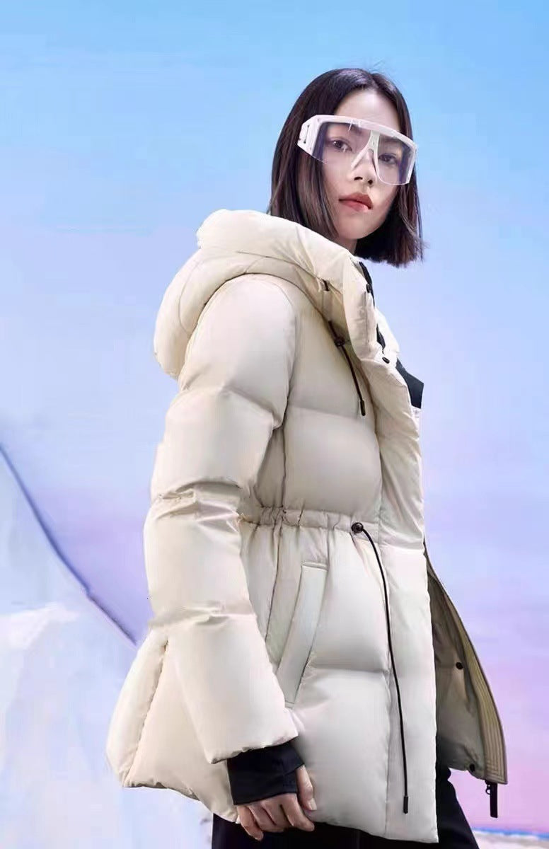 New Velvet Down Cotton-padded Coat For Women Hooded Warm Jacket - Beige / M