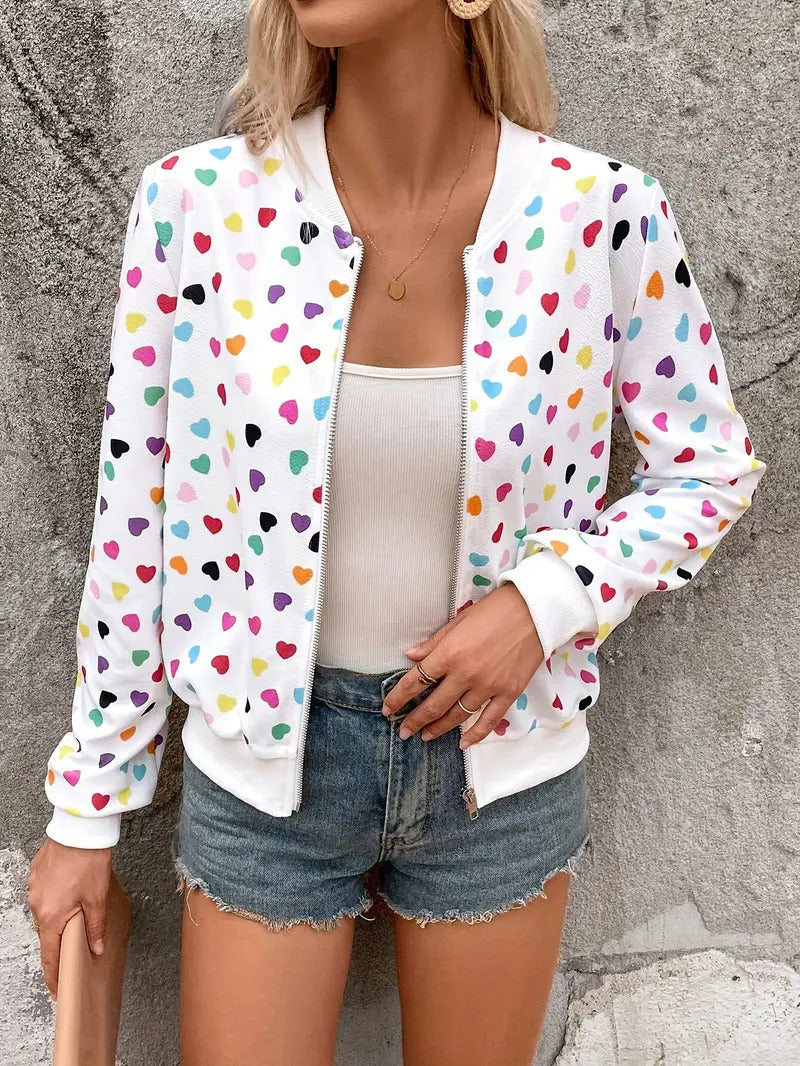 Zipper Jacket Small Thin Long-sleeved Top Colorful Printing - G114Z143 / XS