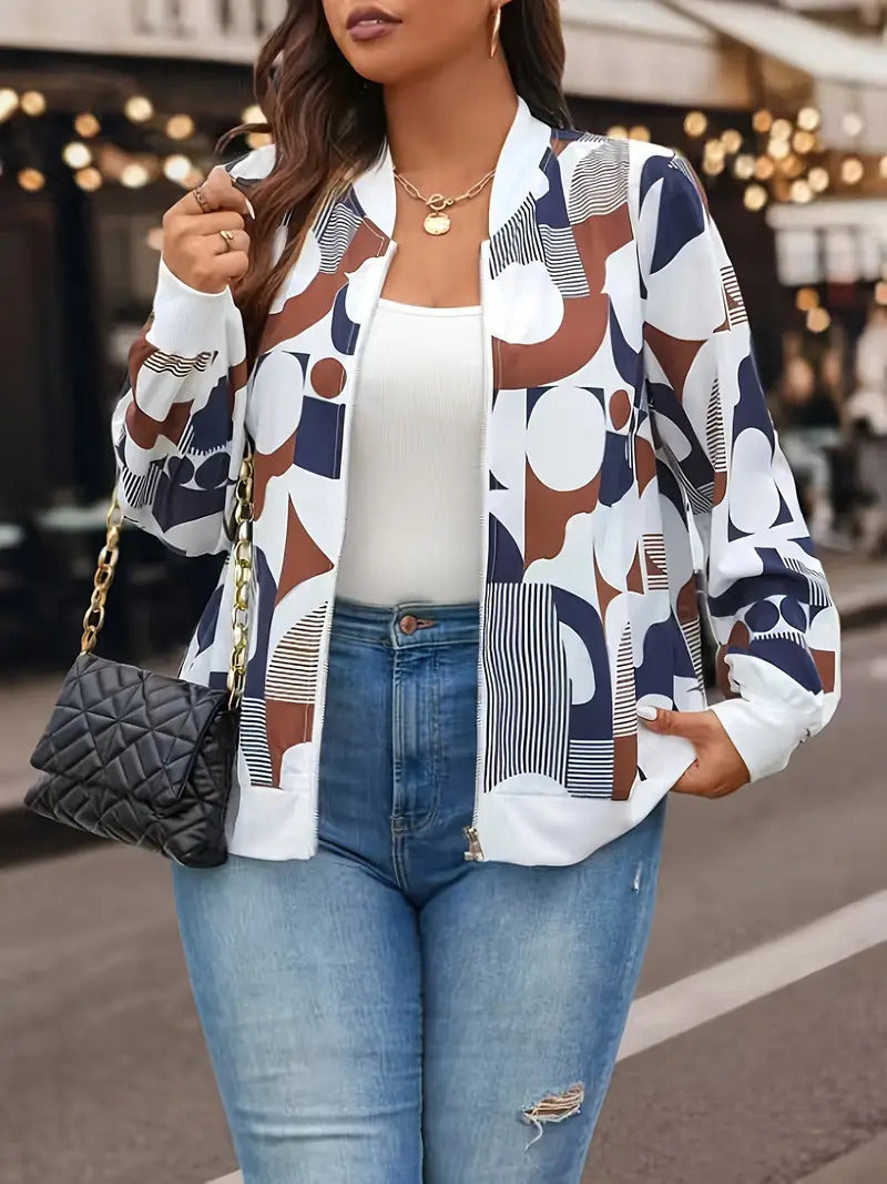 Zipper Jacket Small Thin Long-sleeved Top Colorful Printing - G114Z148 / XS