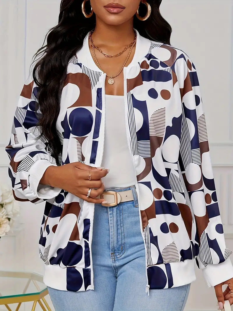 Zipper Jacket Small Thin Long-sleeved Top Colorful Printing - G114Z178 / XS