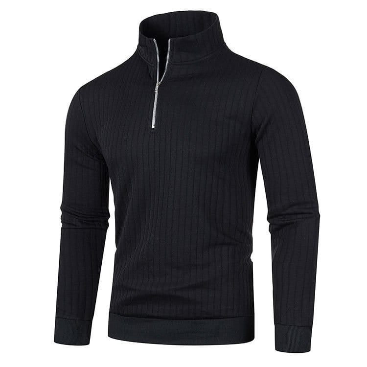 Leisure Pullover Men’s Half-high Collar Zip Sweater