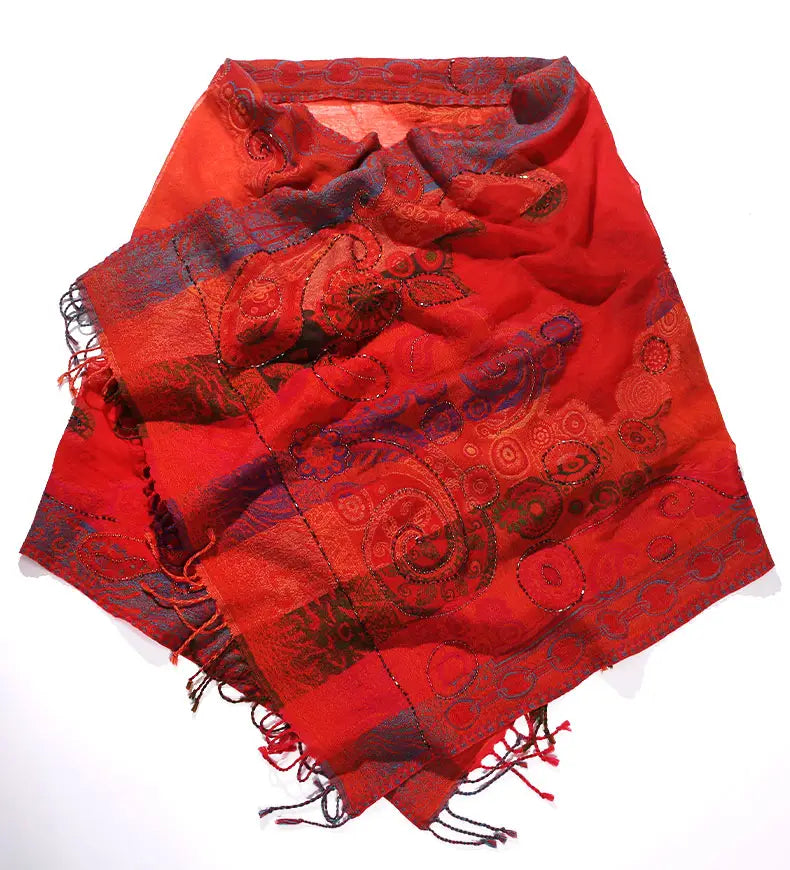 Ethnic Style Boiled Wool Warm Winter Scarf Shawl