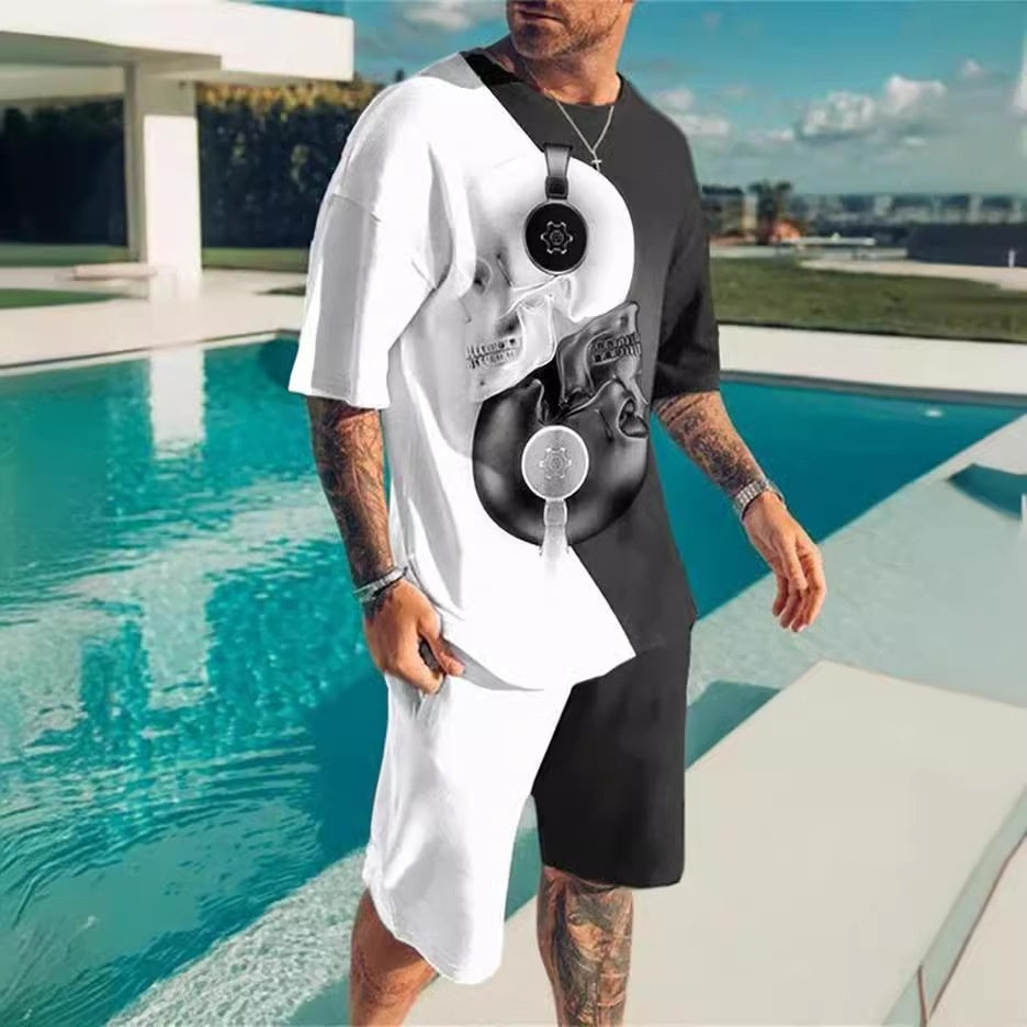 Simple Men’s 3DT Shirt Short Sleeve Plus Shorts Oversized