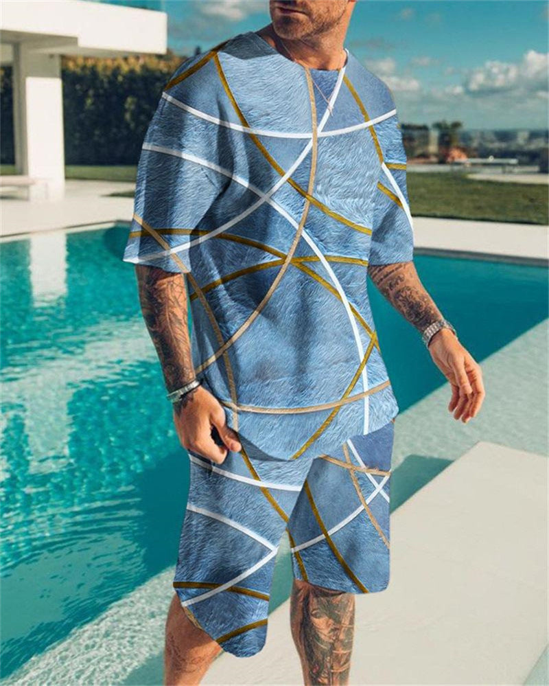 Simple Men’s 3DT Shirt Short Sleeve Plus Shorts Oversized - TZ20 / XXS