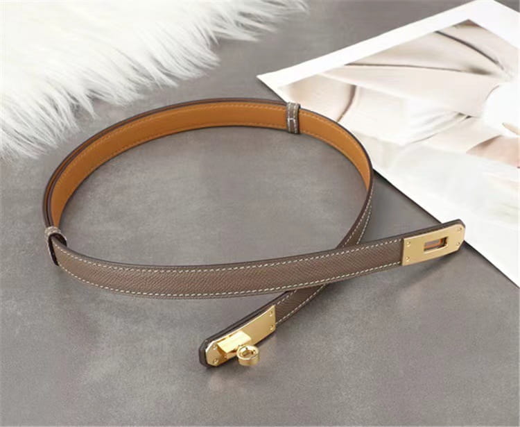 Rotating Buckle Leather Thin Belt All-match Women’s Belt