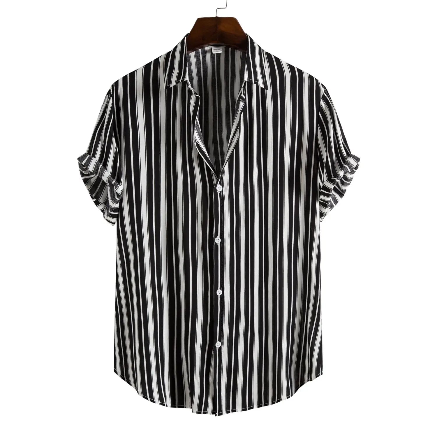 Lapel Cotton Slim-fit Printed Bamboo Shirt