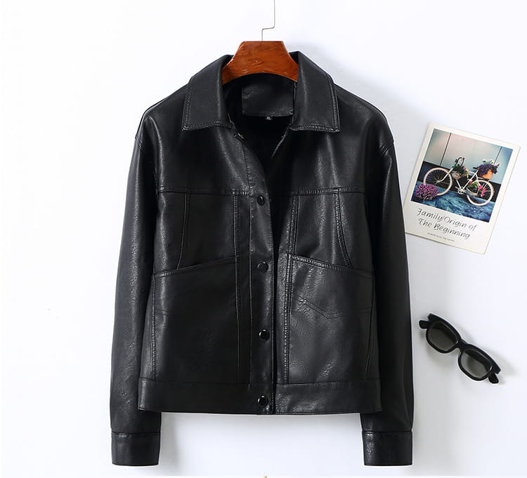 Women’s Lapel Short Small Leather Coat