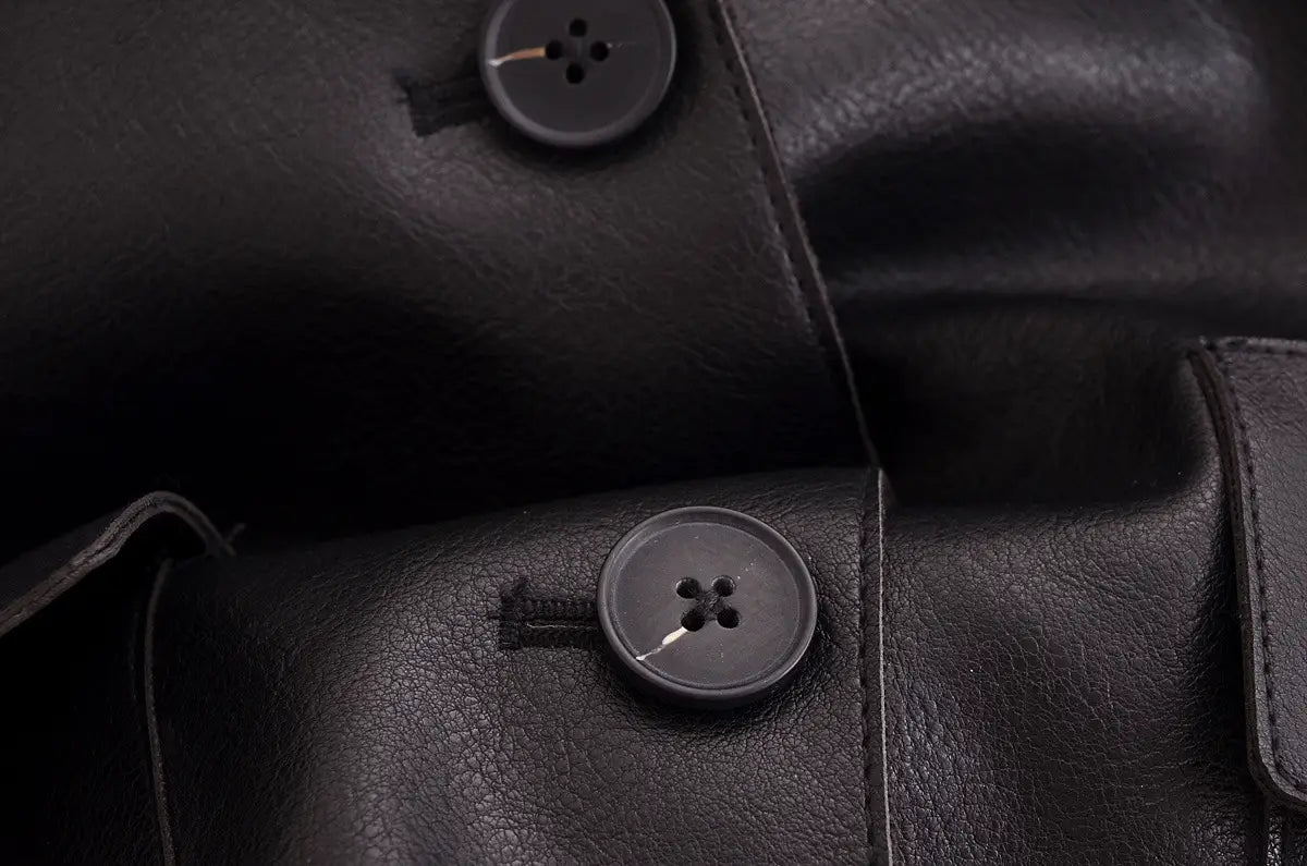All-matching Western Style Classic Black Leather Short Long Sleeve Jacket
