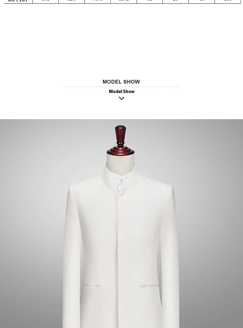 Men’s Suit Set White Zhongshan Suit