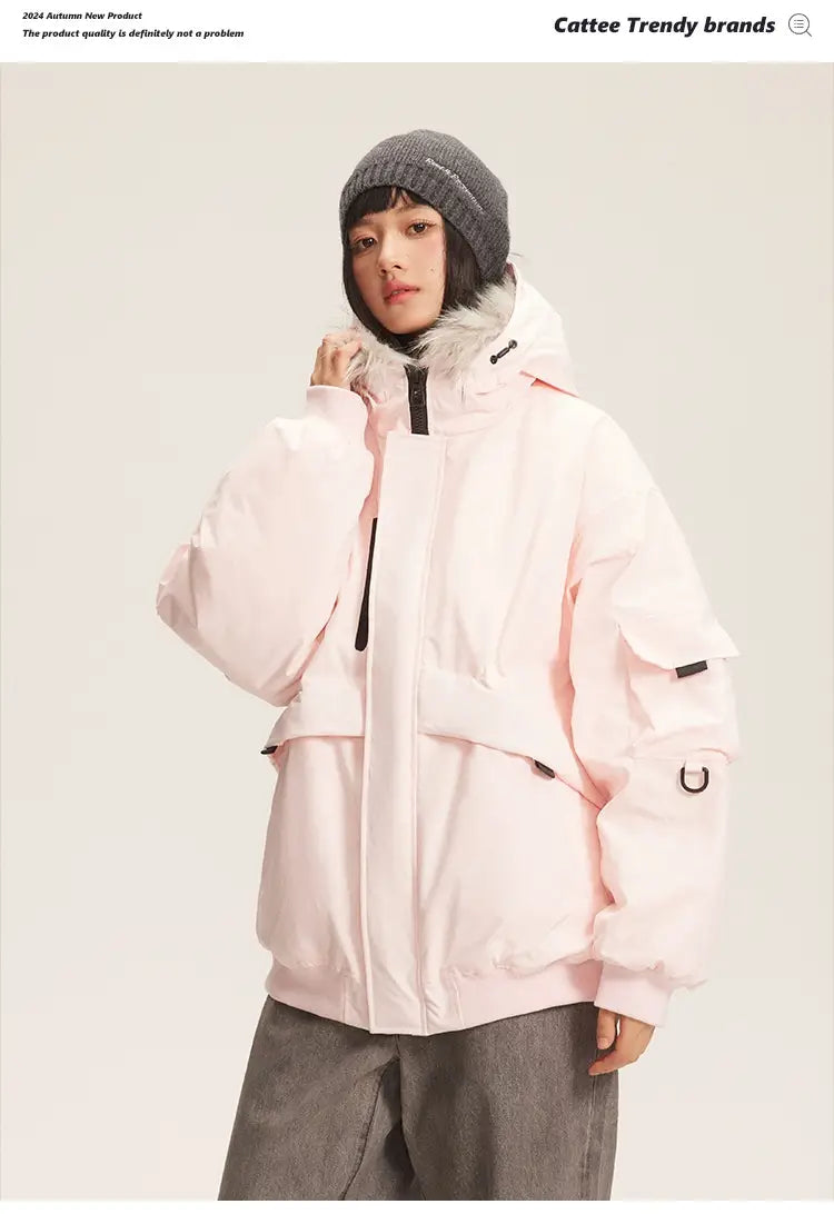 Retro Fur Collar Hood Parka Down Jacket Women’s Winter Thickened