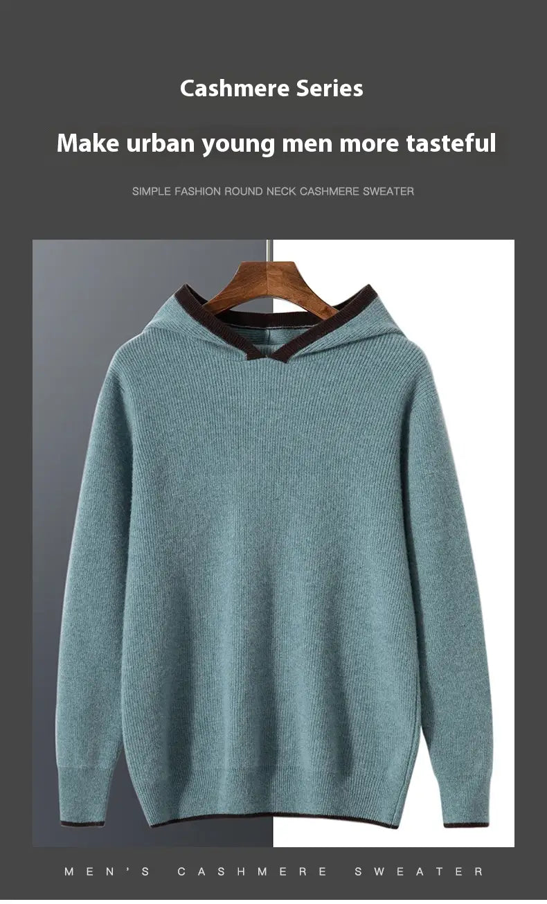 Men’s Loose Ingot Needle Contrast Color Cashmere Sweater