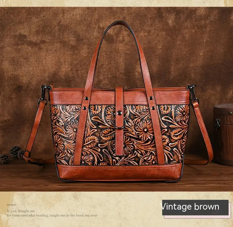 Retro Luxe First Layer Cowhide Bag High-End Fashion Online
