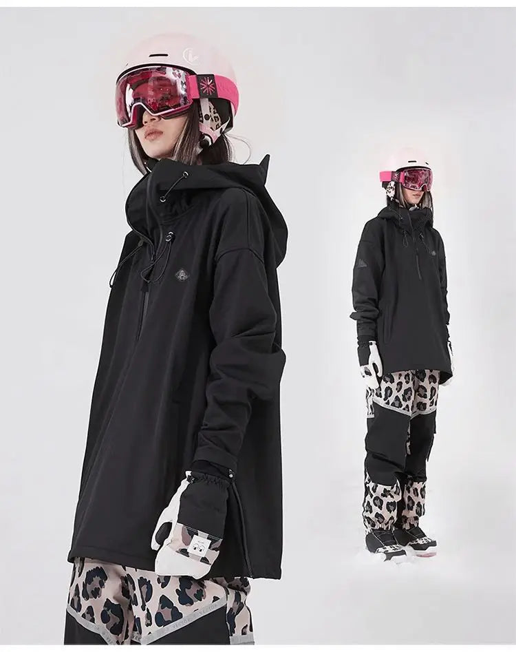 Ski Suit Soft Shell Sweater Women’s Men’s Pullover Top Veneer Double Board Waterproof Coat
