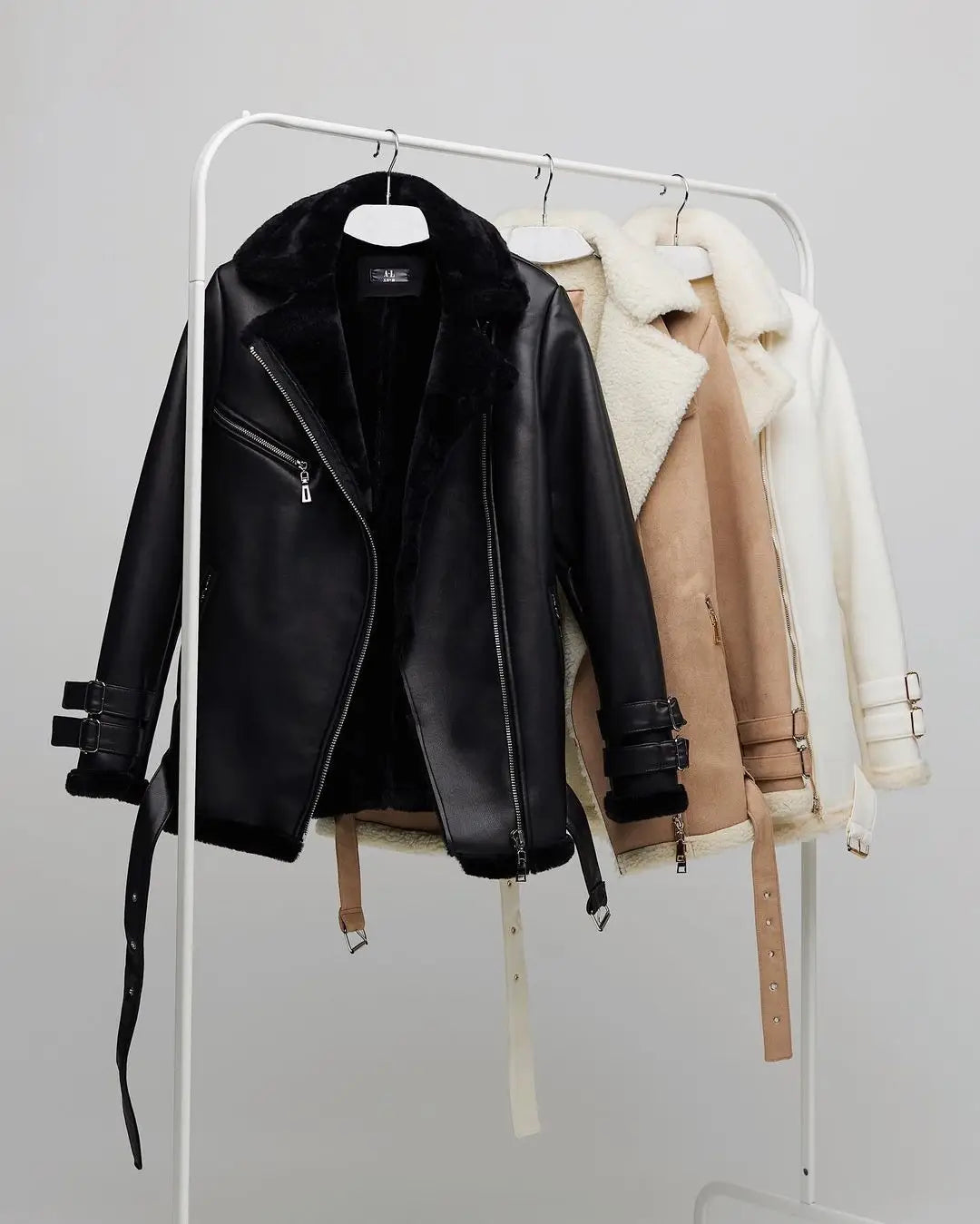 European And American Autumn And Winter Suede Lapel Zipper Cardigan Fashion Long Sleeve Solid Color Coat For Women