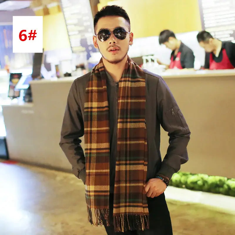 Men’s Fashion Casual Warm Plaid Scarf