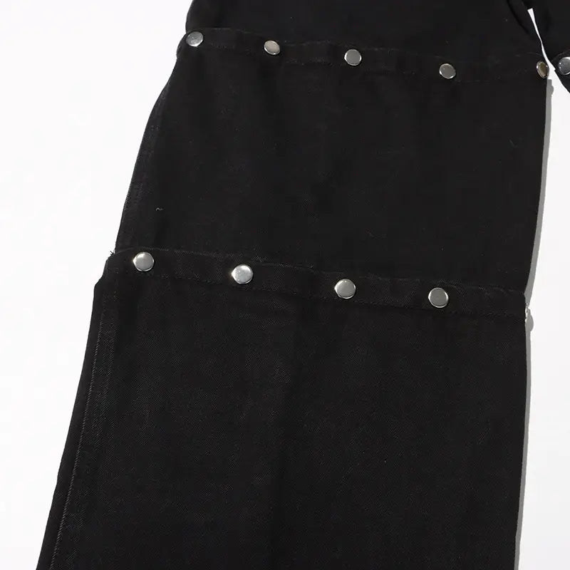 New Detachable Multi-button Design Irregular High Waist Jeans