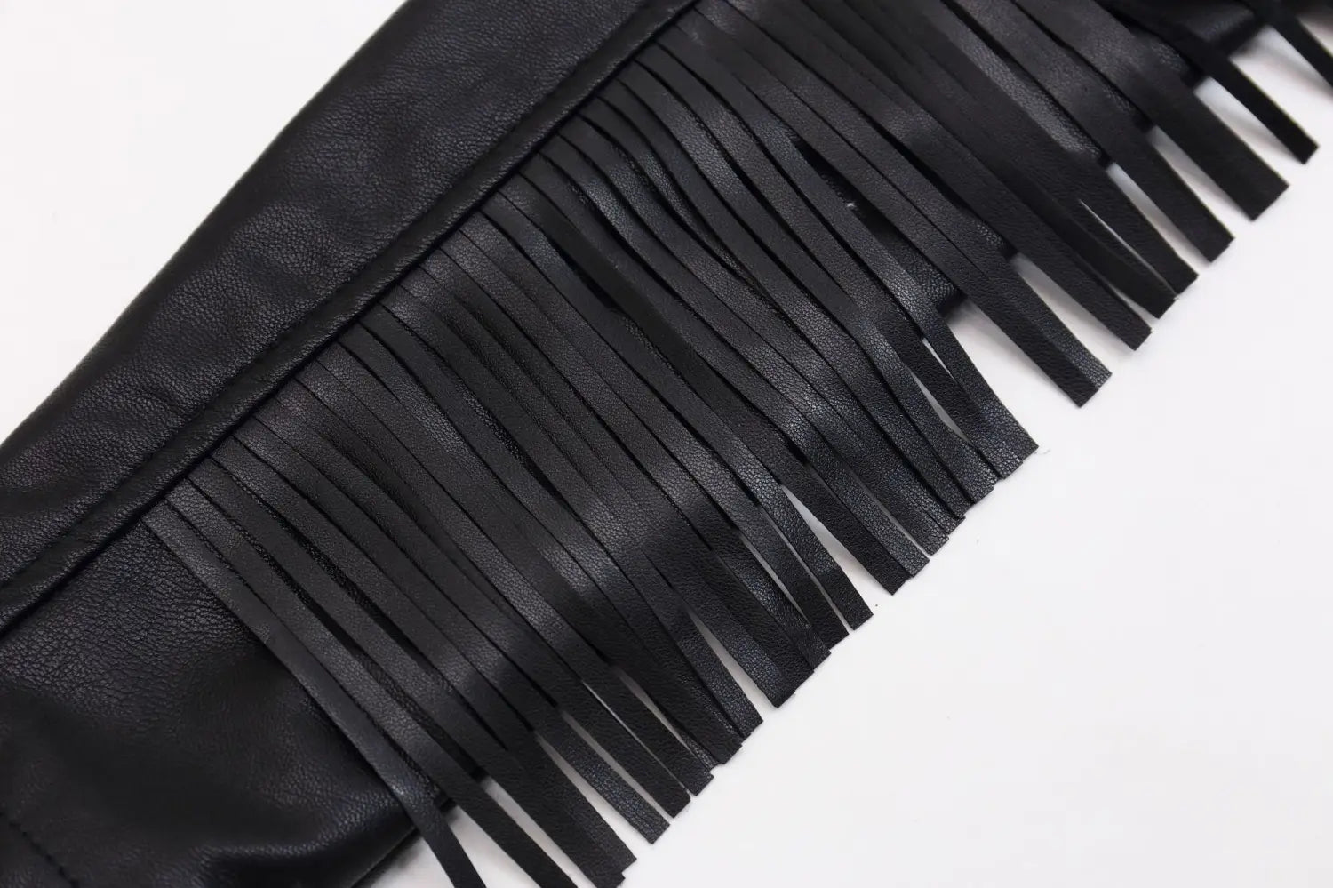 European And American Tassel Oblique Zipper Leather Women’s Slim Coat Motorcycle Street