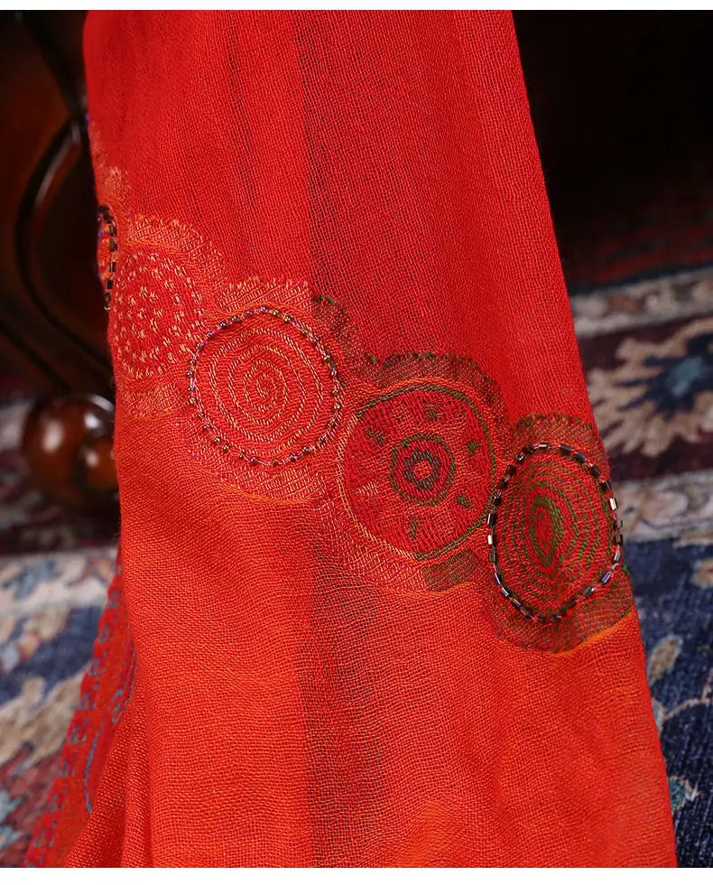 Ethnic Style Boiled Wool Warm Winter Scarf Shawl