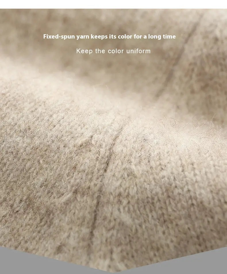 Wool Cardigan Men’s Stand Collar Zipper Knitted Sweater Coat Warm And Loose Cashmere Pants Men