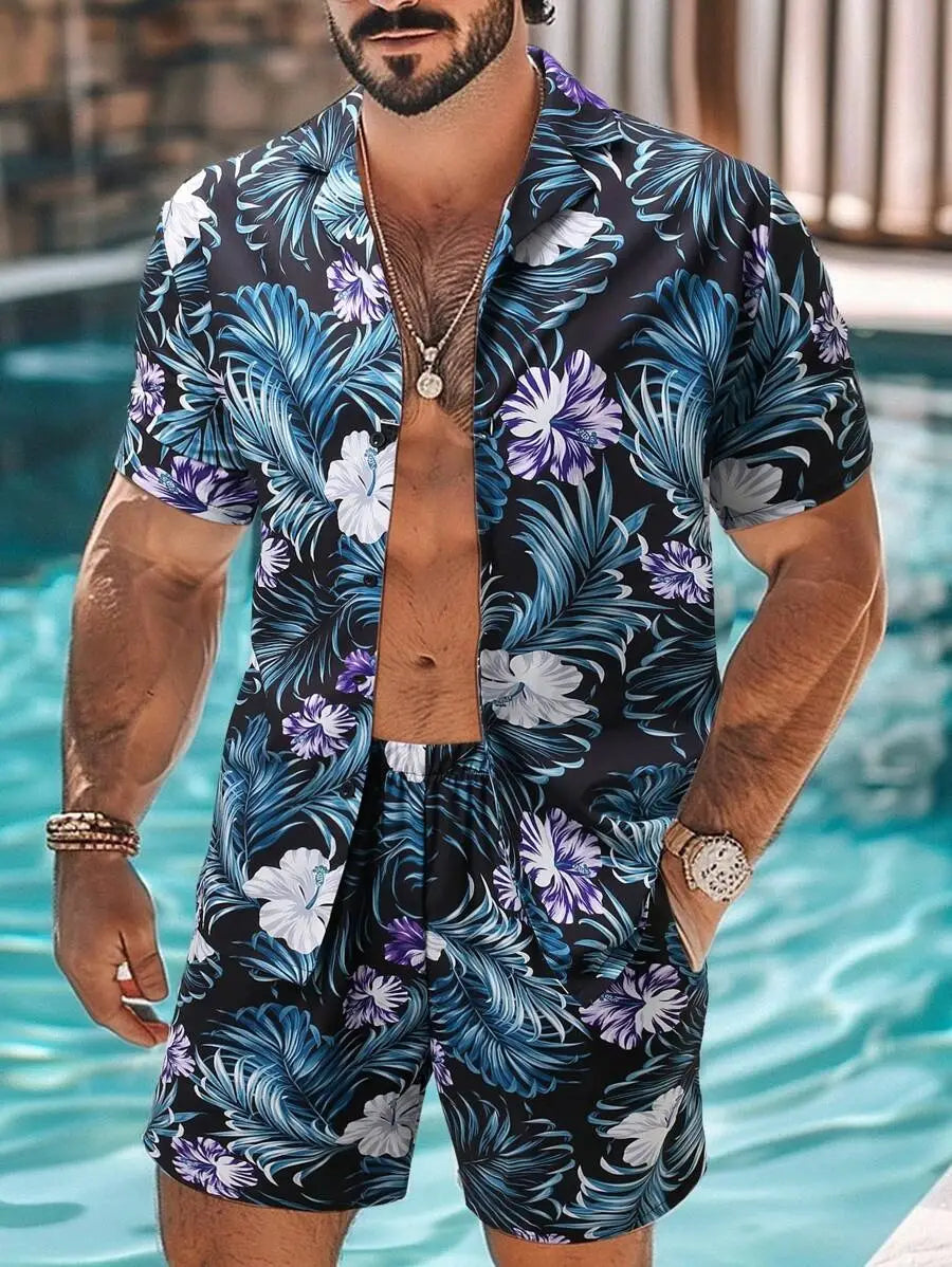 3D Digital Printing Men’s Casual Loose Shirt Shorts