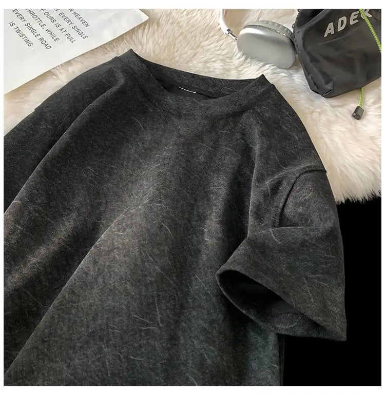 Stone Washed Ice-feeling Tencel Cotton Ice Silk Short Sleeve T-shirt