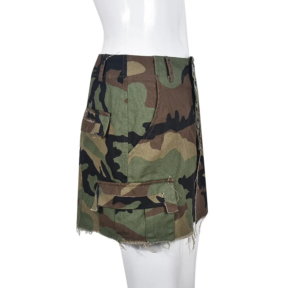 Autumn New Fashion Full Open Skirt Skirt Camouflage Skirt