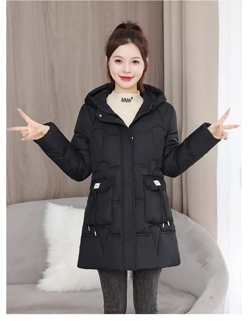 Hooded Down Coat Mid-length Thickened