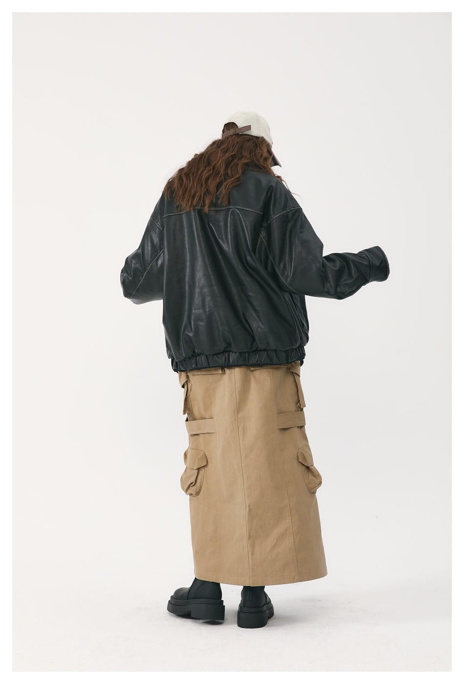 Winter PU Leather Coat Cotton-padded Coat Stand Collar Coat Thickened Lamb Wool