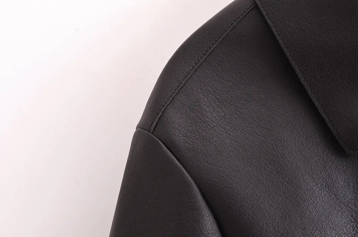 All-matching Western Style Classic Black Leather Short Long Sleeve Jacket