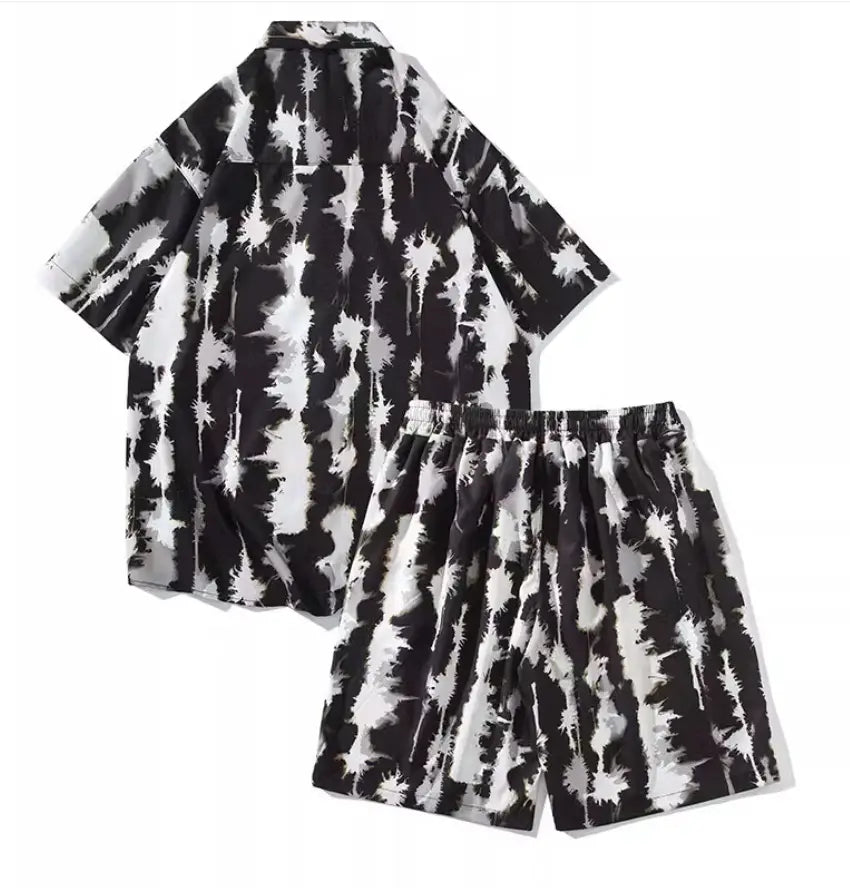 Casual Tie-dye Men’s Loose Flower Shirt Suit