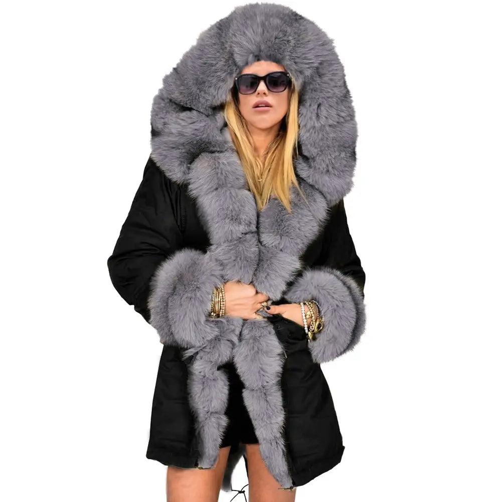 Cotton-padded Jacket Fur Collar Coat Hooded