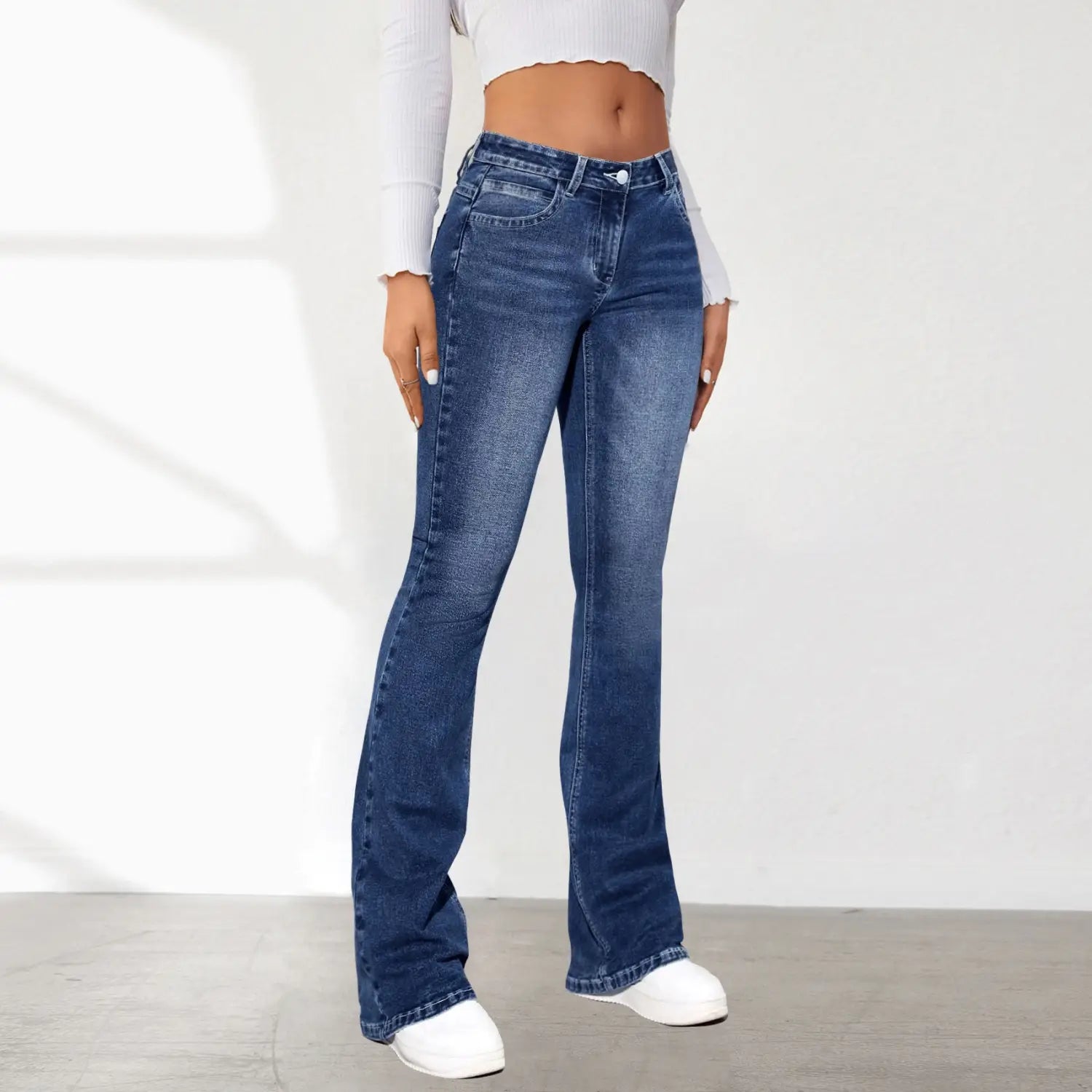 Women’s Stretch Pants Denim Retro Washed